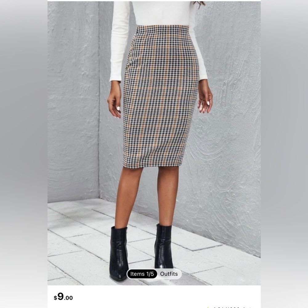 SHEIN Plaid Pencil Skirt / Never Worn / Size: L